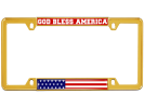 God Bless America USA Flag - Car Metal License Plate Frame