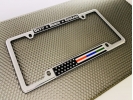 Law Enforcement, Military and Fire American Flag - Car Metal License Plate Frame
