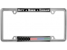 Law Enforcement, Military and Fire American Flag - Car Metal License Plate Frame