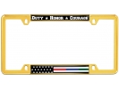 Law Enforcement, Military and Fire American Flag - Car Metal License Plate Frame