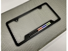 Law Enforcement, Military and Fire American Flag - Stainless Steel Black 2-hole Car License Plate Frame