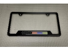 Law Enforcement, Military and Fire American Flag - Stainless Steel Black 2-hole Car License Plate Frame
