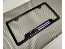 Thin Blue Line with US Flag - Stainless Steel Black 2-hole Car License Plate Frame