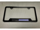 Thin Blue Line with US Flag - Stainless Steel Black 2-hole Car License Plate Frame