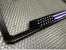 Thin Blue Line with US Flag - Stainless Steel Black 2-hole Car License Plate Frame