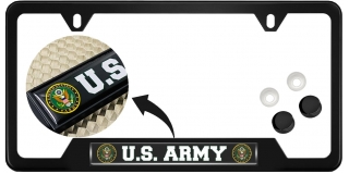 U.S. Army - Stainless Steel Black 2-hole Car License Plate Frame