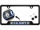 U.S. Navy - Stainless Steel Black 2-hole Car License Plate Frame