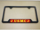 USMC - Marine Corps EGA - Stainless Steel Black 2-hole Car License Plate Frame