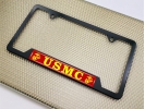 USMC - Marine Corps EGA - Stainless Steel Black 2-hole Car License Plate Frame