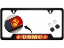 USMC - Marine Corps EGA - Stainless Steel Black 2-hole Car License Plate Frame