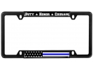 Duty Honor Courage Thin Blue Line with U.S. Flag - Car Metal License Plate Frame