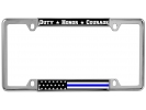Duty Honor Courage Thin Blue Line with U.S. Flag - Car Metal License Plate Frame