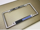 Duty Honor Courage Thin Blue Line with U.S. Flag - Car Metal License Plate Frame
