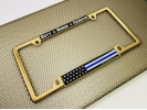Duty Honor Courage Thin Blue Line with U.S. Flag - Car Metal License Plate Frame