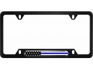 Duty Honor Courage Thin Blue Line with U.S. Flag - Car Metal License Plate Frame