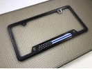 Duty Honor Courage Thin Blue Line with U.S. Flag - Car Metal License Plate Frame
