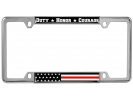 Duty Honor Courage Thin Red Line with U.S. Flag - Car Metal License Plate Frame