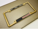 Duty Honor Courage Thin Red Line with U.S. Flag - Car Metal License Plate Frame
