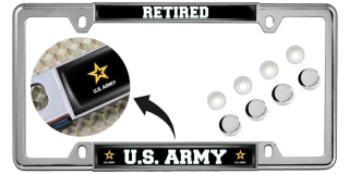 U.S. Army Retired with Star Logo - Car Metal License Plate Frame