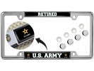 U.S. Army Retired with Star Logo - Car Metal License Plate Frame