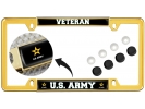 U.S. Army Veteran with Star Logo - Car Metal License Plate Frame
