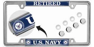 U.S. Navy Retired - Car Metal License Plate Frame (WB)