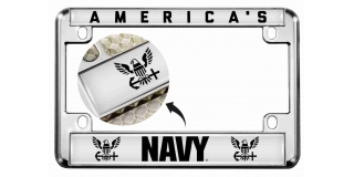 America's Navy - Motorcycle Metal License Plate Frame (wb)