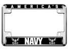 America's Navy - Motorcycle Metal License Plate Frame (bw)