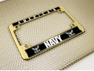 America's Navy - Motorcycle Metal License Plate Frame (bw)