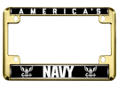 America's Navy - Motorcycle Metal License Plate Frame (bw)