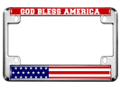 God Bless America USA Flag - Motorcycle Metal License Plate Frame
