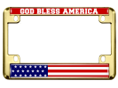 God Bless America USA Flag - Motorcycle Metal License Plate Frame