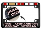 Iraq - Afghanistan Combat Veteran - Motorcycle Metal License Plate Frame