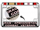 Iraq - Afghanistan Combat Veteran - Motorcycle Metal License Plate Frame