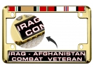 Iraq - Afghanistan Combat Veteran - Motorcycle Metal License Plate Frame