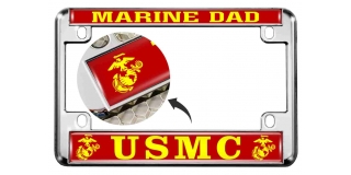 USMC Marine Dad with EGA Logo - Motorcycle Metal License Plate Frame