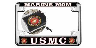 USMC Marine Mom - Motorcycle Metal License Plate Frame