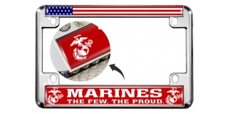 USMC - Marines. The Few. The Proud. - Motorcycle Metal License Plate Frame (rw)