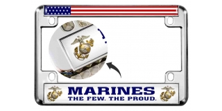 USMC - Marines. The Few. The Proud. - Motorcycle Metal License Plate Frame (wb)