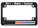 Police, Military and Fire Thin Line American Flag - Motorcycle Metal License Plate Frame