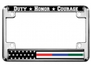 Police, Military and Fire Thin Line American Flag - Motorcycle Metal License Plate Frame