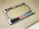 Police, Military and Fire Thin Line American Flag - Motorcycle Metal License Plate Frame