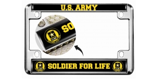 U.S. Army Soldier for Life - Motorcycle Metal License Plate Frame