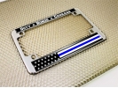 Duty Honor Courage Thin Blue Line U.S. Flag - Motorcycle Metal License Plate Frame