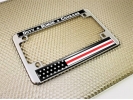 Duty Honor Courage Thin Red Line U.S. Flag - Motorcycle Metal License Plate Frame