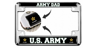 U.S. Army Dad with Star Logo - Motorcycle Metal License Plate Frame