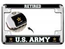 U.S. Army Retired with Star Logo - Motorcycle Metal License Plate Frame