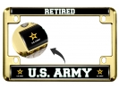 U.S. Army Retired with Star Logo - Motorcycle Metal License Plate Frame