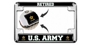 U.S. Army Retired with Star Logo - Motorcycle Metal License Plate Frame