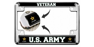 U.S. Army Veteran with Star Logo - Motorcycle Metal License Plate Frame